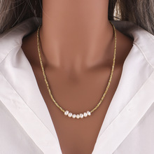 欧美流行个性珍珠项链女ins小众彩色日本米珠波西米亚串珠锁骨链