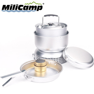 Outdoor Alcohol Stove Set Pot Aluminum Alloy Pot Water Kettle Swedish Storm Windproof Stove Picnic Portable Set