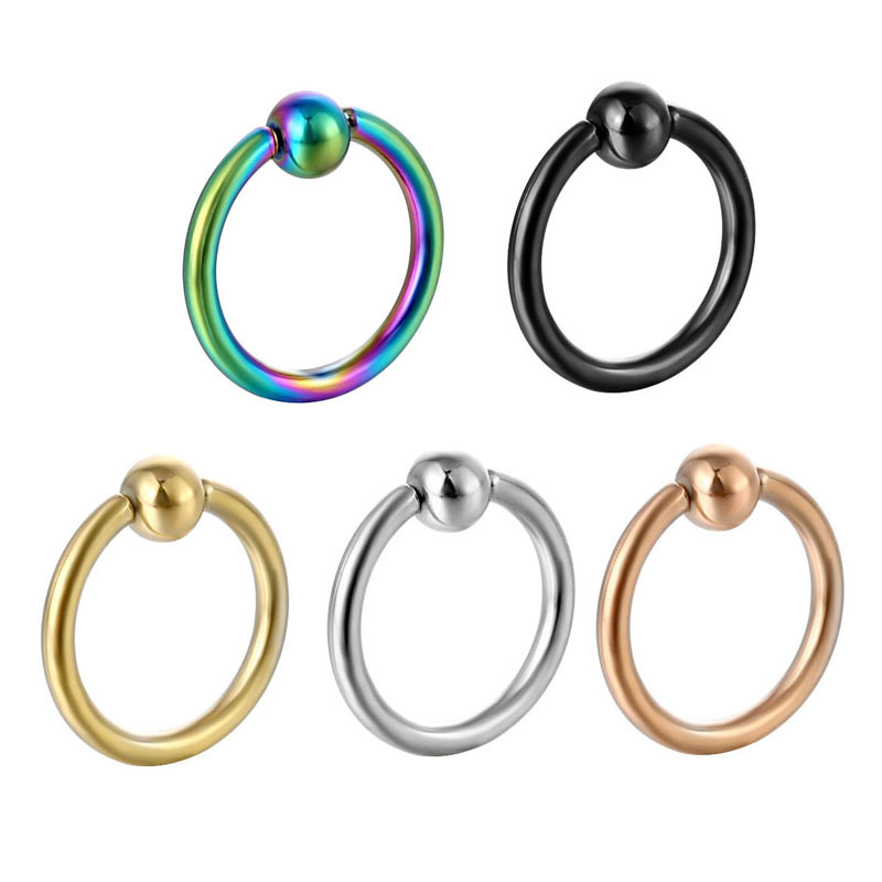 Stainless Steel Gold Electroplating Unisex Nose Pin C Rod Breast Ring Nose Ring display picture 4