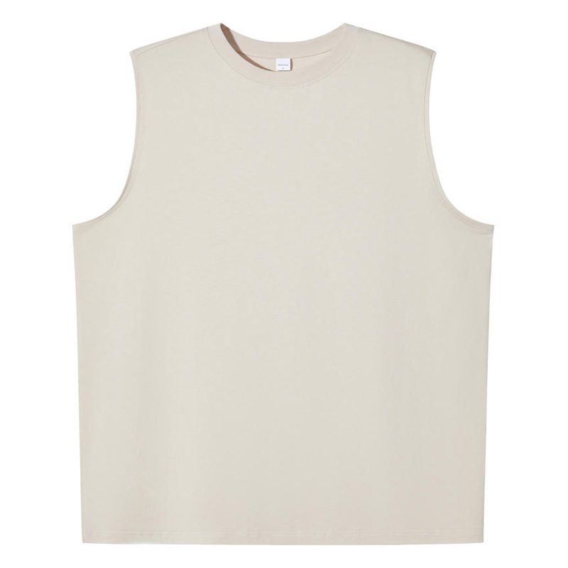 32s hilo doble 245g algodón marca de moda chaleco suelto color sólido casual sin mangas camiseta nacional moda logotipo impreso bordado
