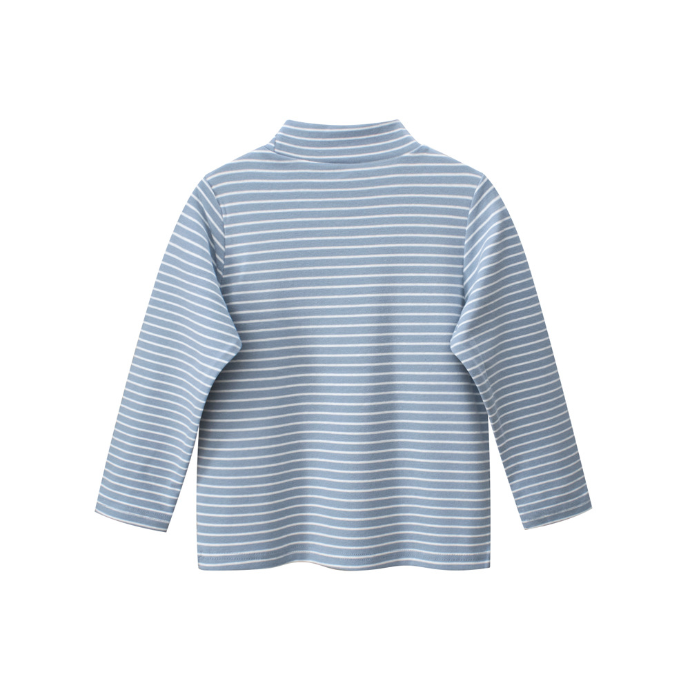 27kids ropa de otoño para niños camisa de fondo a rayas para niños de cuello medio y alto ropa de bebé bordado de una pieza