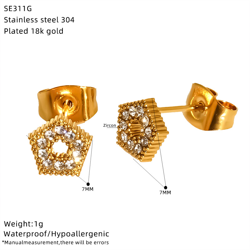 4g Weight 1 Pair IG Style Simple Style Geometric Star 304 Stainless Steel 18K Gold Plated Ear Studs