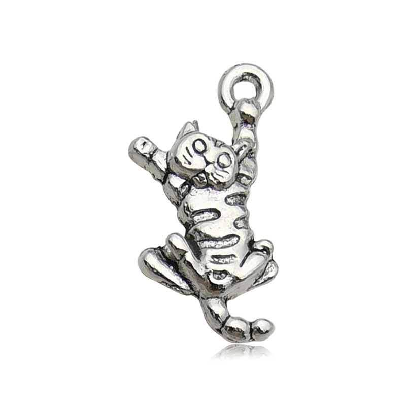 Ventas directas de fábrica 1 gato serie Xizanga plata accesorios pulsera accesorios colgante DIY accesorios animales antiguos accesorios de plata gato