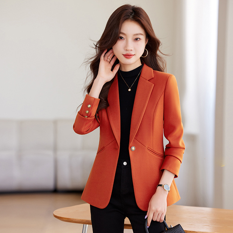 Khaki autumn small elegant classic suit jacket