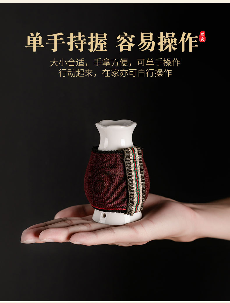 Ceramic Moxa Jar Small Neck Warming Tool with Cloth Sleeve and Ash Guard for Home Moxibustion overview