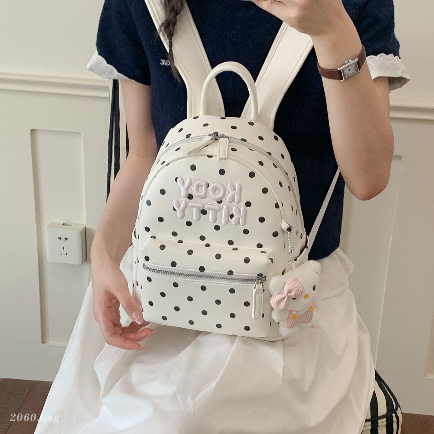 Nueva bolsa de gran capacidad bolsa de estudiantes de clase onda punto de tendencia coreana 2026 bolsa de moda bolsa de mujer mochila