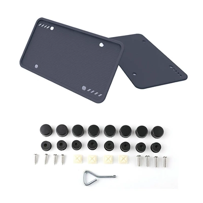 Car License Plate Frame, Waterproof, Rust-Proof, License plate holder/license plate holder - gray-with-accessories-two-pieces