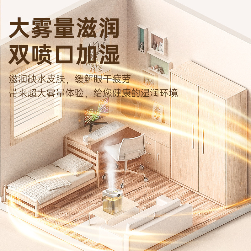 双喷口新款加湿器静音卧室便携式大容量空气加湿器USB喷雾器带盖|undefined