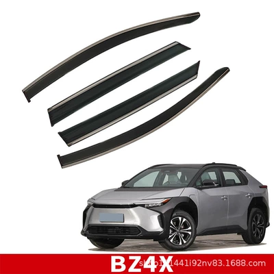 Rain shield Sunny Rain Shield Sun - toyota-bz4x-2022-2023-pc-with-3d-stainless-steel-bright-strips-note-thickened-position-accurate-window-rain-shield-4-pieces-of-cross-border-special-short-board