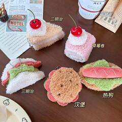 かわいいシミュレーションぬいぐるみハンバーガーペンダント小さなケーキパンガールキーホルダーペンダント親友バックパックペンダントジュエリー