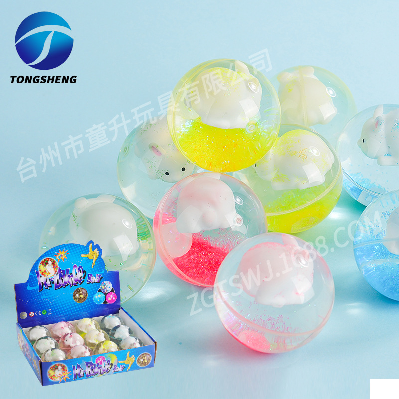 奇特创意环保发光复活节兔子水球水晶球弹力球TPU球类玩具可批发