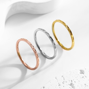 Korean simple titanium steel fine ring personality Fashion Flower Diamond rose gold ring girls index finger ring wholesale