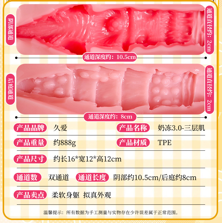 Manual Male Masturbator Cup with Realistic Buttocks, Half-Body Inverted Mold, TPE, Flesh Tone — detail image 31