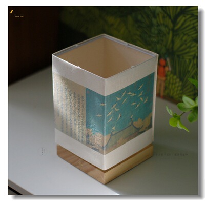 新中式方形实木台灯 古风文创书法灯 卧室床头灯书房氛围灯小夜灯|ms