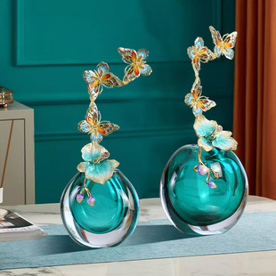 Enamel Color Glass Art Vase Ornaments High-end Living Room Entrance Cabinet TV Cabinet High-end Decorations Ornaments