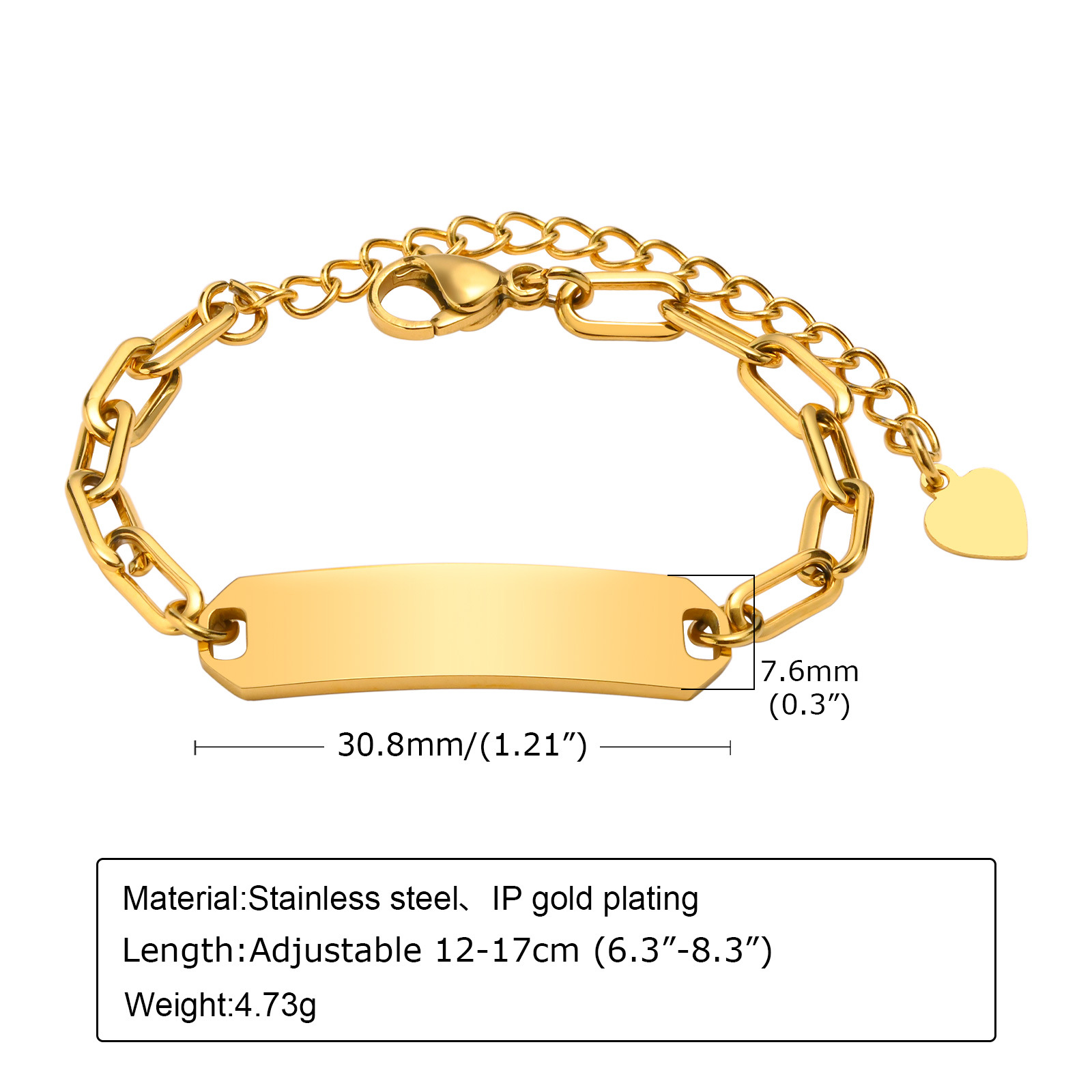 Fashion Heart Shape 304 Stainless Steel Plating Kid'S Bracelets display picture 2