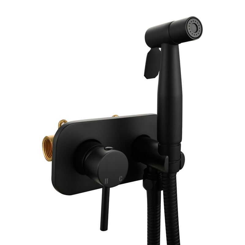 Oculta inodoro a presión pistola traje caliente y fría de las mujeres boquilla limpiador negro aseo socio lavado a presión pequeña ducha