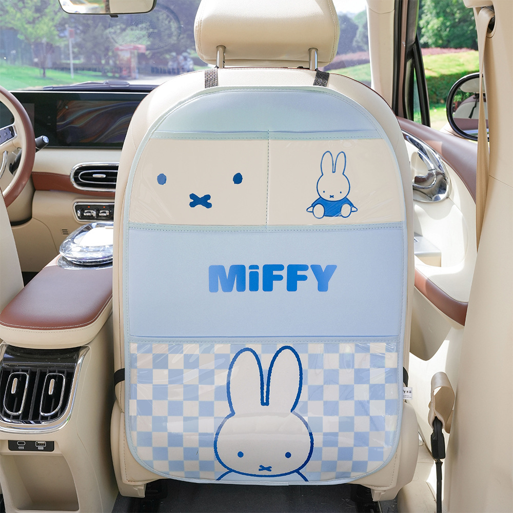 Car Seat Back — Universal Chair back anti-kick pad - miffy-blue-rhombus-large-anti-kick-pad