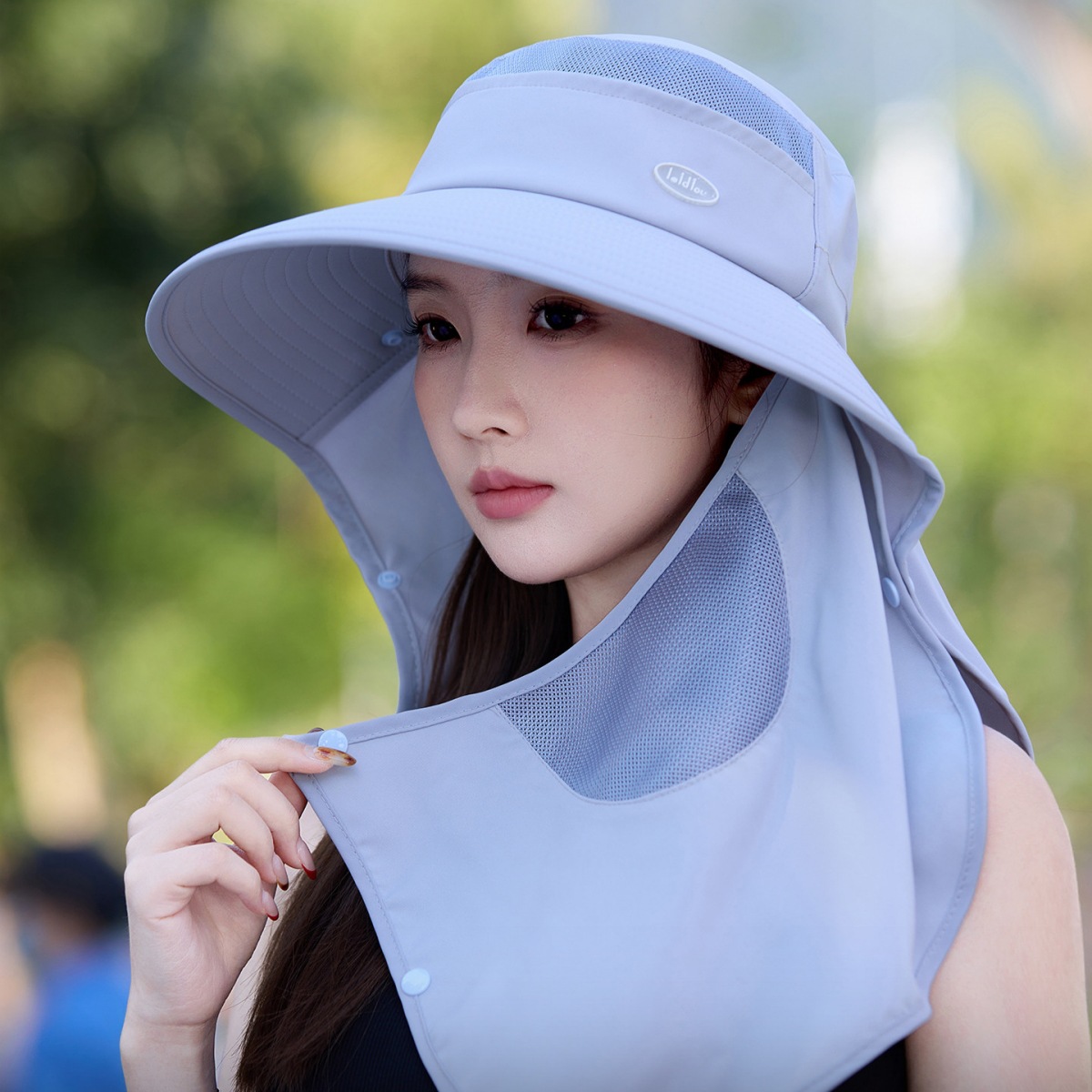 UV Protection Summer Sunshade Face Mask Neck Protection Integrated Foldable Bucket Hat_voghion.com