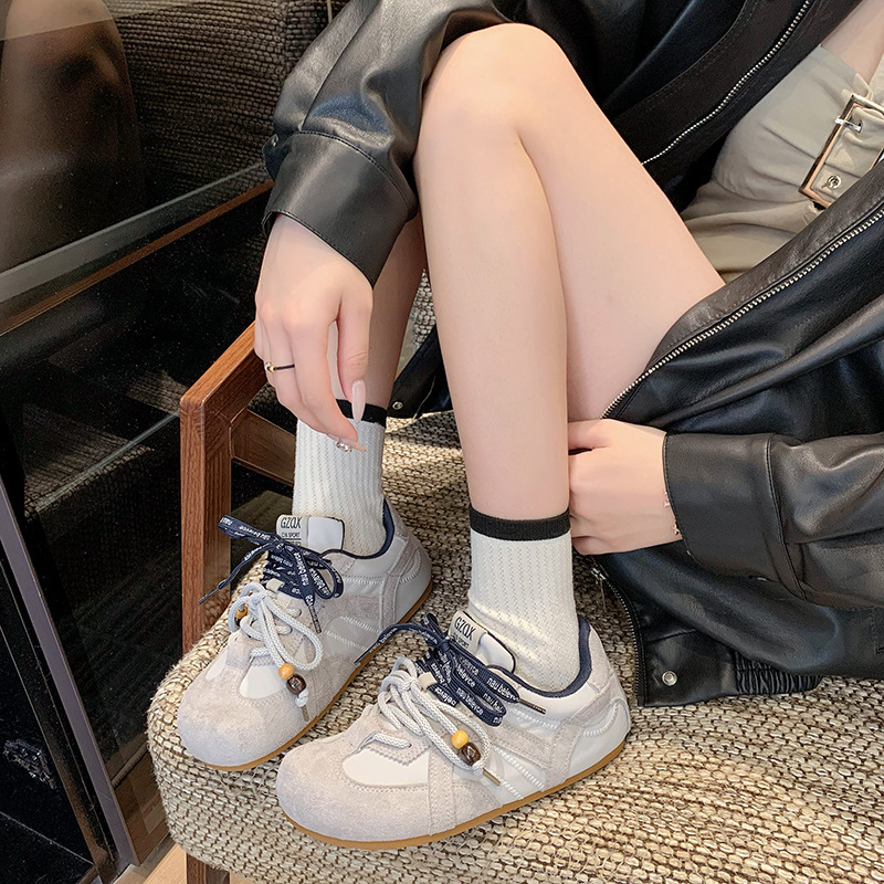 复古丑萌大头双系带德训鞋女2025年新款时尚休闲轻便百搭运动鞋|undefined