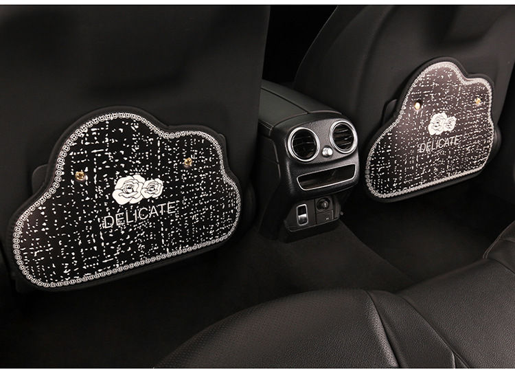 Camellia Rose Women's Chair Back Anti-Kick Pad Car Seat Back Anti-Fouling Pad Seat Back Pocket Hanging Type