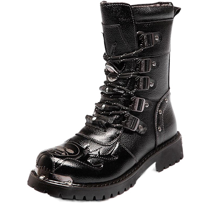 Fábrica al por mayor AliExpress zapatos de comercio exterior botas de hombre botas militares botas Martin de hombre botas de combate a media pierna popular entrega de una sola pieza