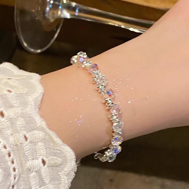 Aurora Bubble Crystal Bracelet Women's Broken Silver Beaded Bracelet Light Luxury Niche Exquisite Bracelet New Hand Jewelry Aurora Bubble Crystal Bracelet Women's Broken Silver Beaded Bracelet Light Luxury Niche Exquisite Bracelet New Hand Jewelry