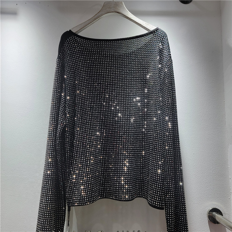 Camiseta de base de perforación caliente de trabajo pesado para mujeres suelta delgada cuello redondo camisa de manga larga camisa universal Otoño Invierno 2025 image 3