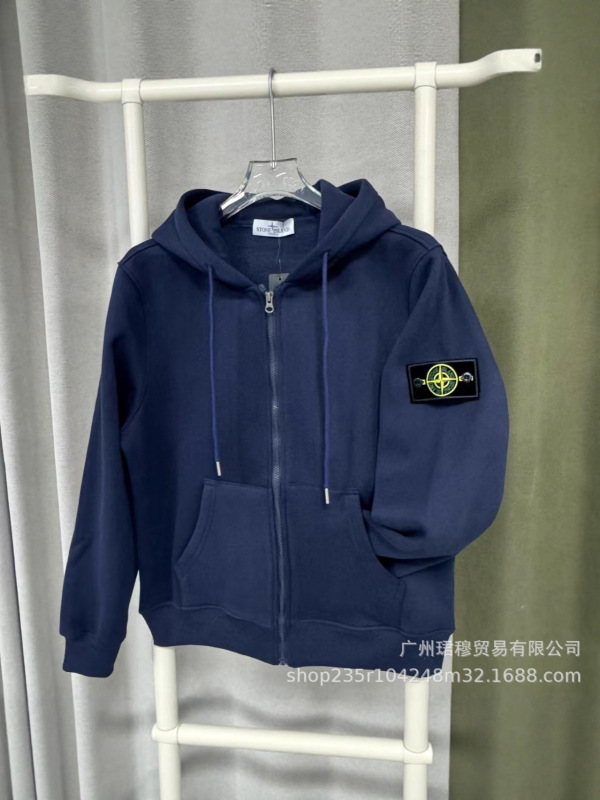 跨境外贸秋冬Stone石头纯色拉链连帽卫衣情侣款多色帽衫卫衣外套|undefined