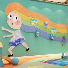 幼儿园环创主题成品文化墙面装饰毛毡板作品展照片贴纸画童区布置