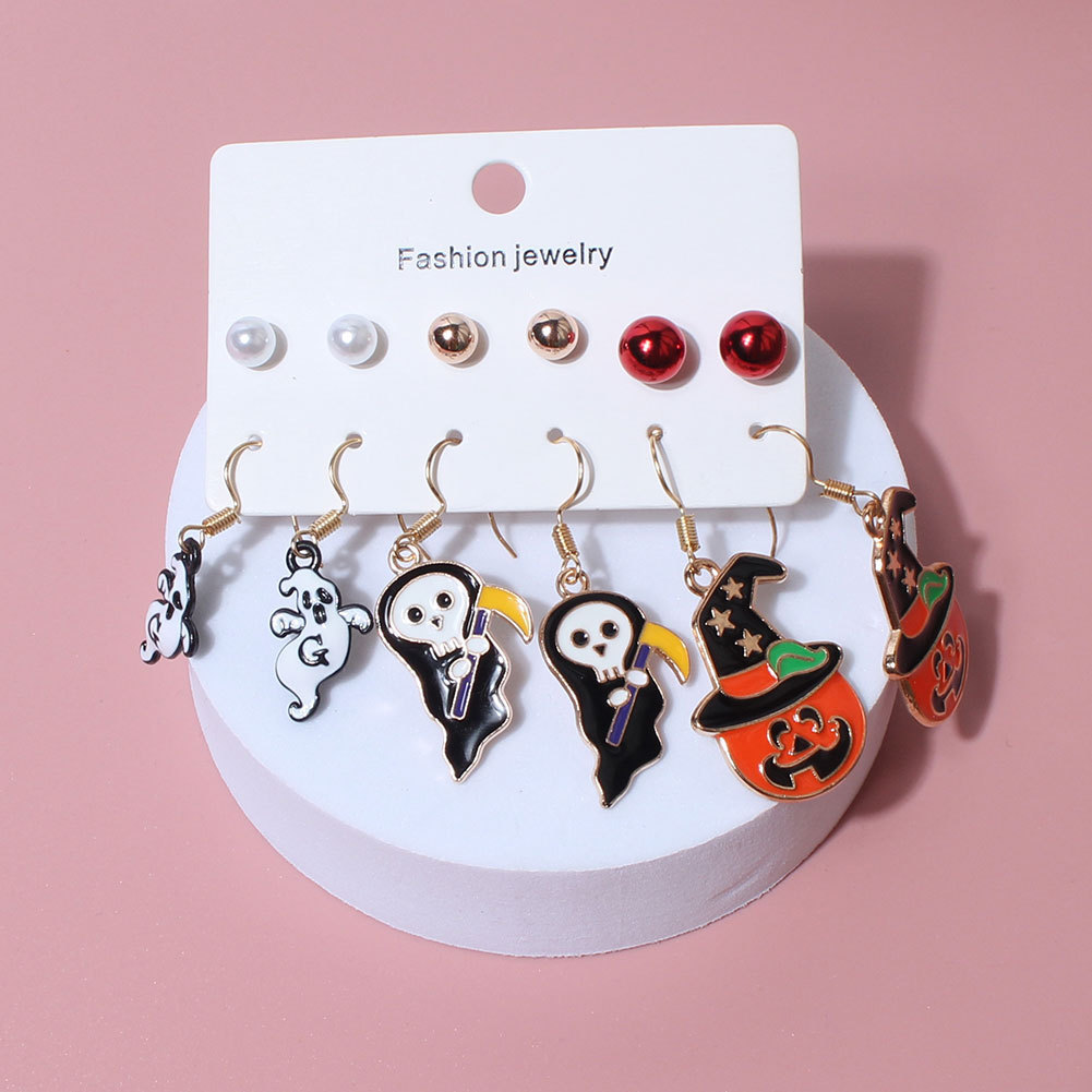 Alloy Material Halloween Festival 1 Set Casual Funny Halloween Pattern Plating Alloy Earrings