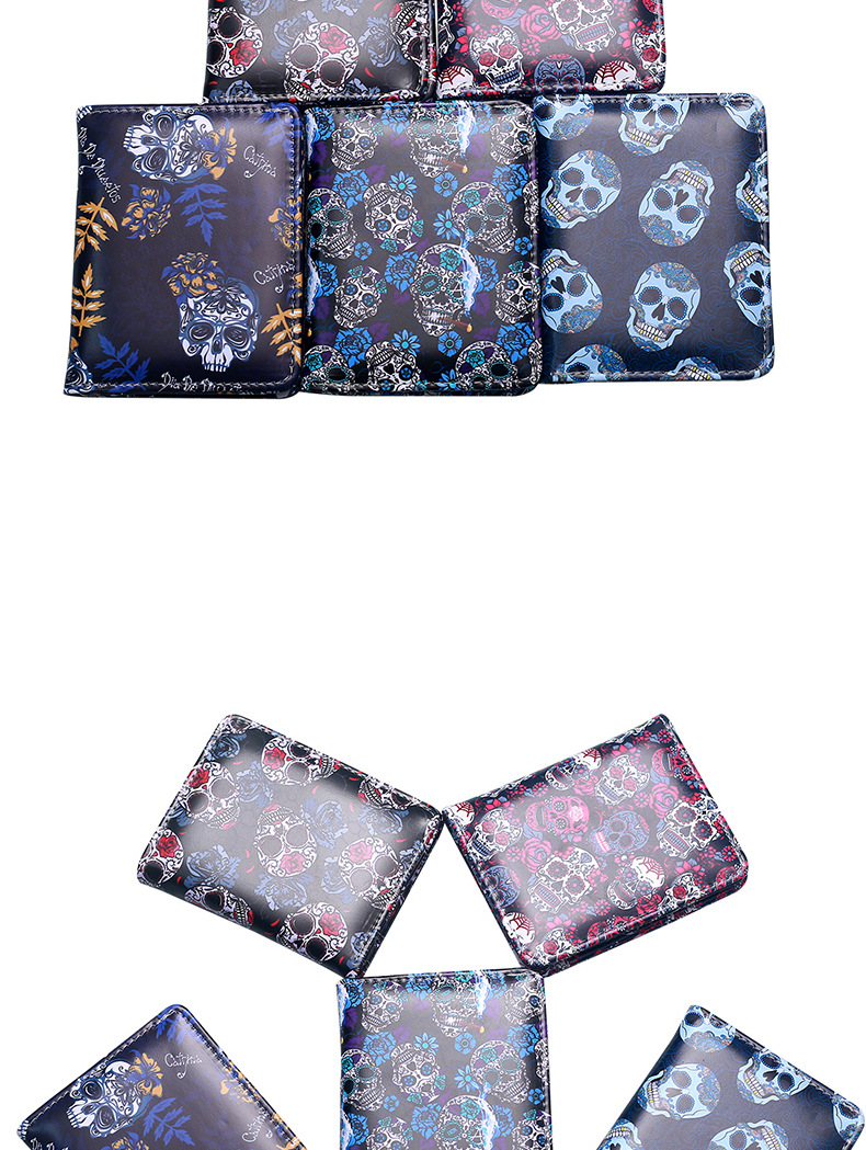 37g Weight Nylon Lining Material Open Closure Type Small Wallets Bags Type 1 Piece Quantity Holiday, Party Occasion PVC Material Halloween Festival Skull Pattern All Seasons Season Unisex Gender Printing Design Retro, Cool Style Style Square Shape Unisex Skull PVC Open Small Wallets 21