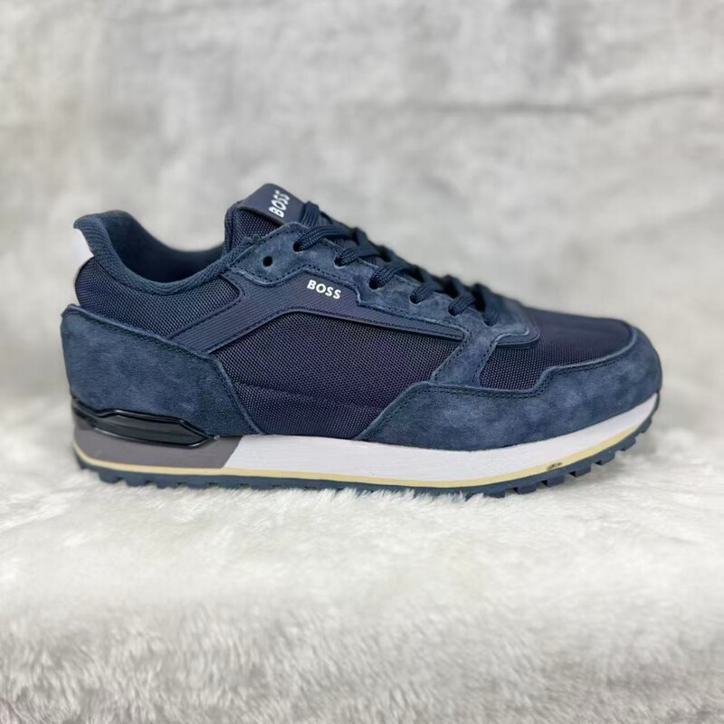 Foreign Trade Putian Shoes, Pure Original Boss Men's Suede Trim Mesh Sneakers