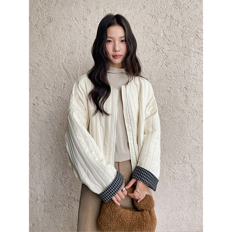 【云朵小奶包】歌铭韩系通勤褶皱短款棉服冬季宽松长袖外套N710C