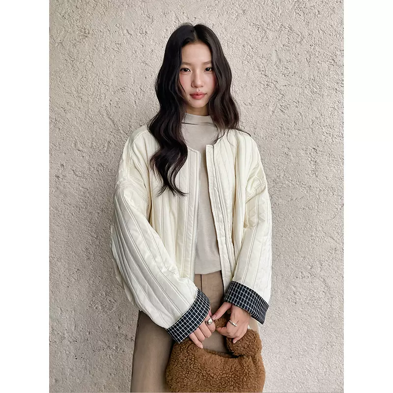 【云朵小奶包】歌铭韩系通勤褶皱短款棉服冬季宽松长袖外套N710C