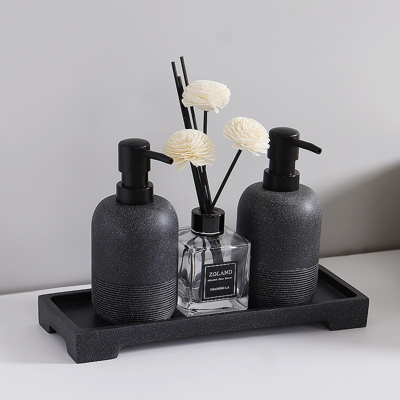 Juego de baño de arena y grava creativa nórdica, suministros de baño de hotel, botella de loción, botella de desinfectante de tocador, decoración de bandeja