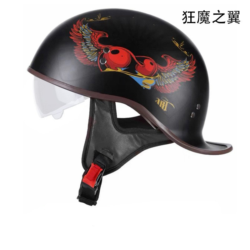 オートバイレトロオートバイハーフヘルメット四季ユニバーサル電動バイクユニセックスサイクリング安全帽子