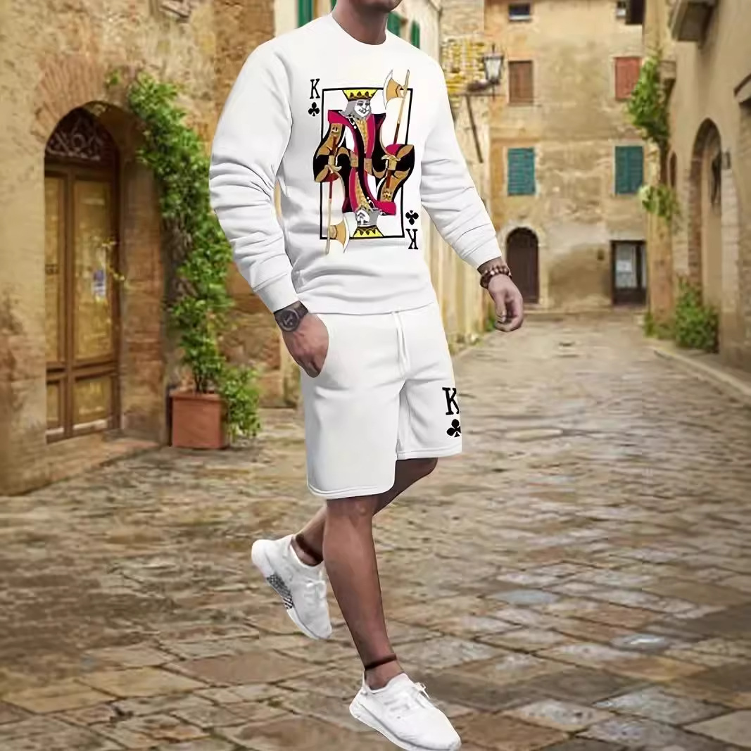 Pantalones cortos de suéter de manga larga de otoño para hombre 2024 nuevo traje casual suelto exterior ME1 ML4