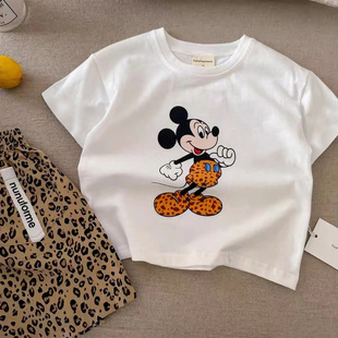 Boys' Cotton Short-sleeved Summer New Cartoon T-shirt Girls' Baby Loose Crewneck Children's Western Style All-match