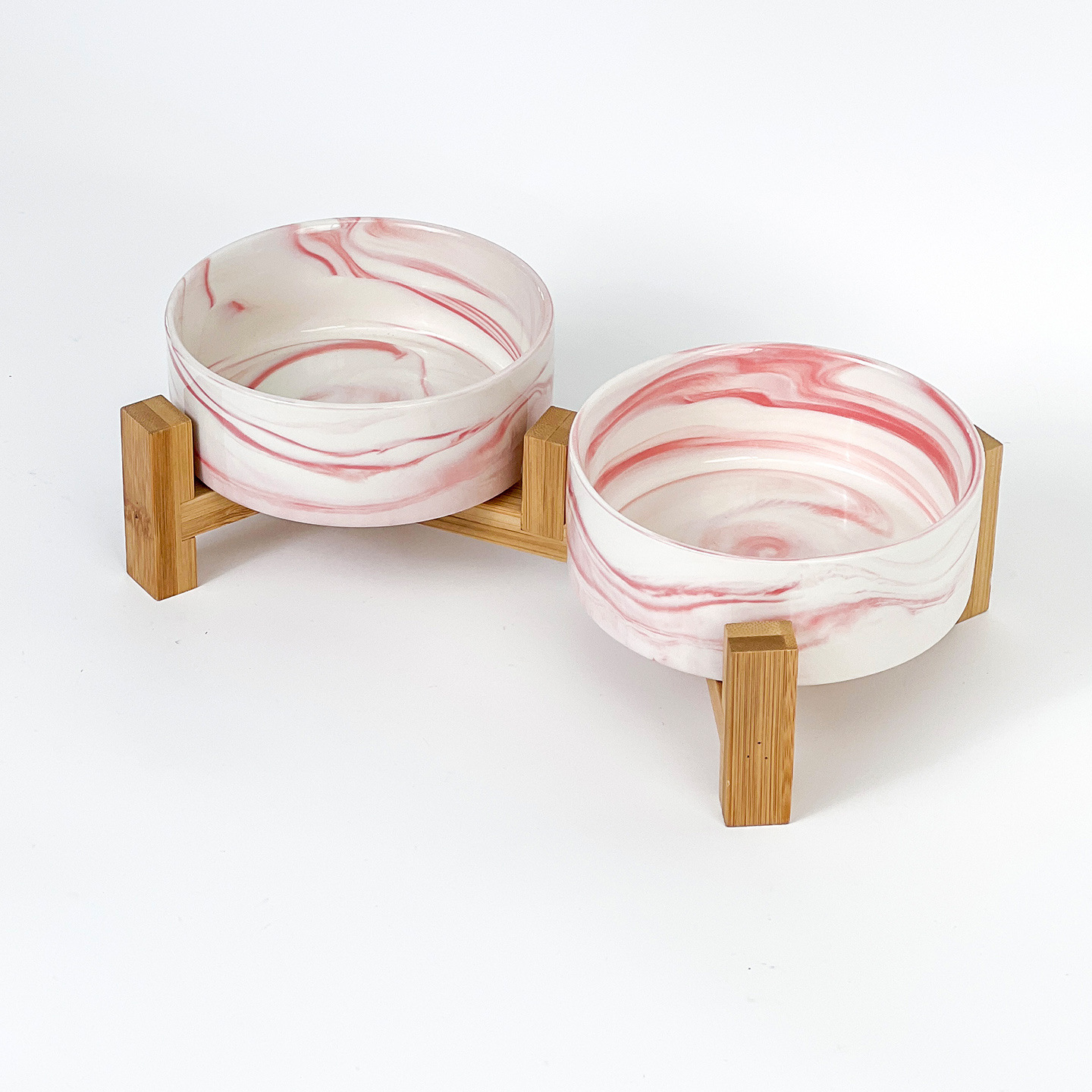 Mascota perro comida tazón gato tazón de cerámica gato tazón aumento de bambú marco protección columna cervical beber tazón anti-golpe