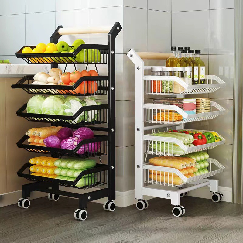 Mobile kitchen vegetable baskets set up a simple shelves to land…