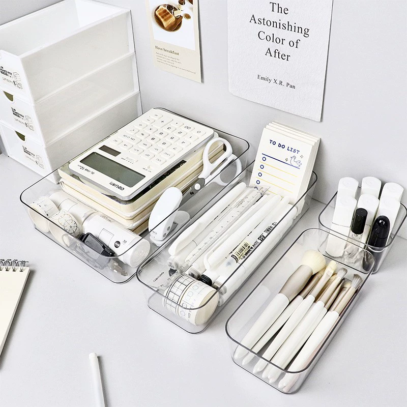 Ящик для хранения ящиков, настольный шкаф, встроенный канцелярский стержень, прямоугольный пластиковый настольный органайзер, небольшой ящик для хранения