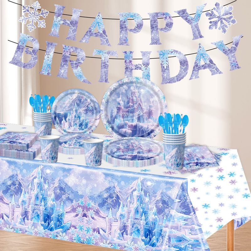 亚马逊新品动漫擦边冰雪主题生日派对餐具用品氛围感布置拉旗横幅|undefined