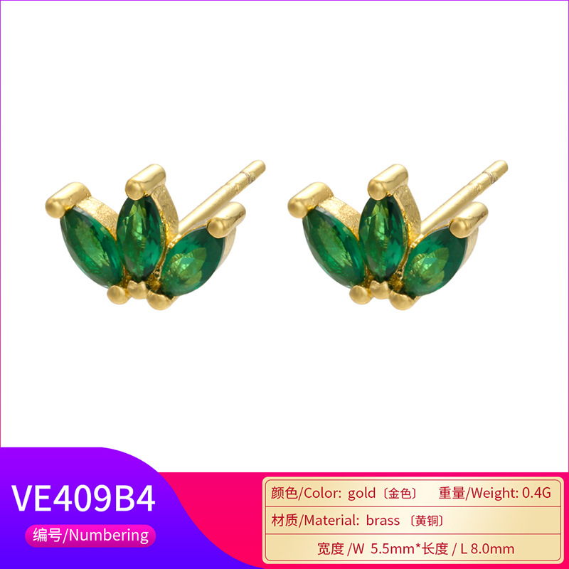 Retro Geometric Green Gemstones Diamond Copper Earrings Wholesale Nihaojewelry display picture 3