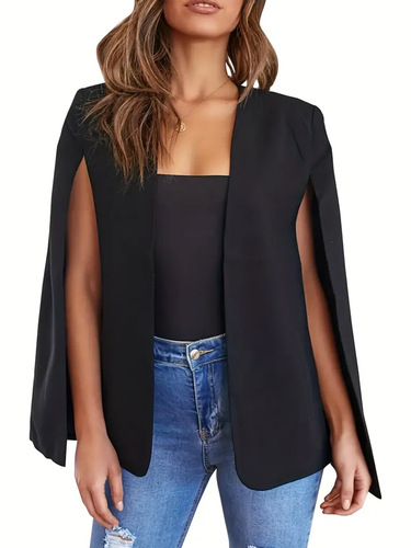 Women's Overcoat Blazer Vest Outerwear with Cape and Small Suit in Multiple Colors