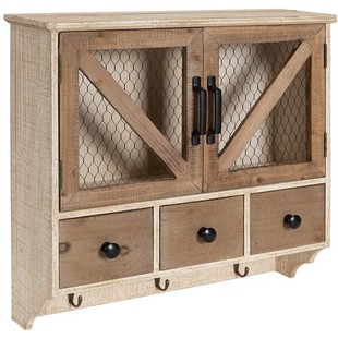 Factory Direct Supply Wooden Wall Cabinet Double Door Double Open Antique White Washed Surface Wall Hanging Cabinet Storage Box