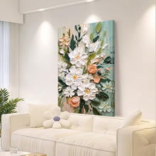 新款大芬村油画落地画奶油风客厅装饰画花卉玄关挂画沙发后背景墙