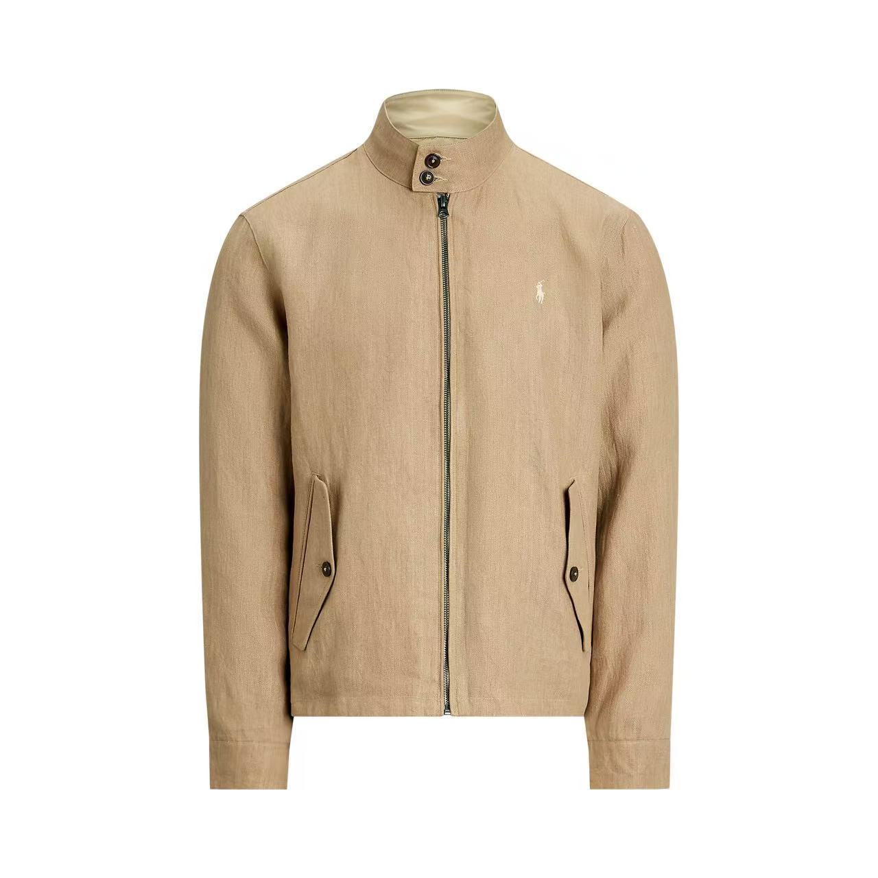 2025 primavera y otoño RL Laff lino doble cara retró cuello vertical chaqueta casual de doble botón
