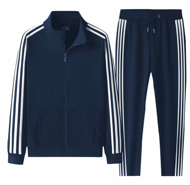 네이비 재킷 + 네이비 스트레이트 팬츠