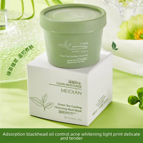 Charming Green Tea Mud Mask Deep Cleansing, Shrinks Pores, Balances Oil, Hydrating Mask for Oil Control and Blackhead Removal